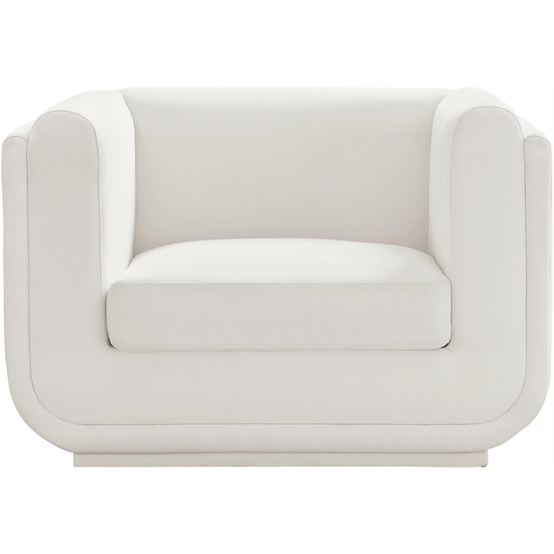 Bowery Hill Contemporary Soft Cream Linen Textured Fabric Chair