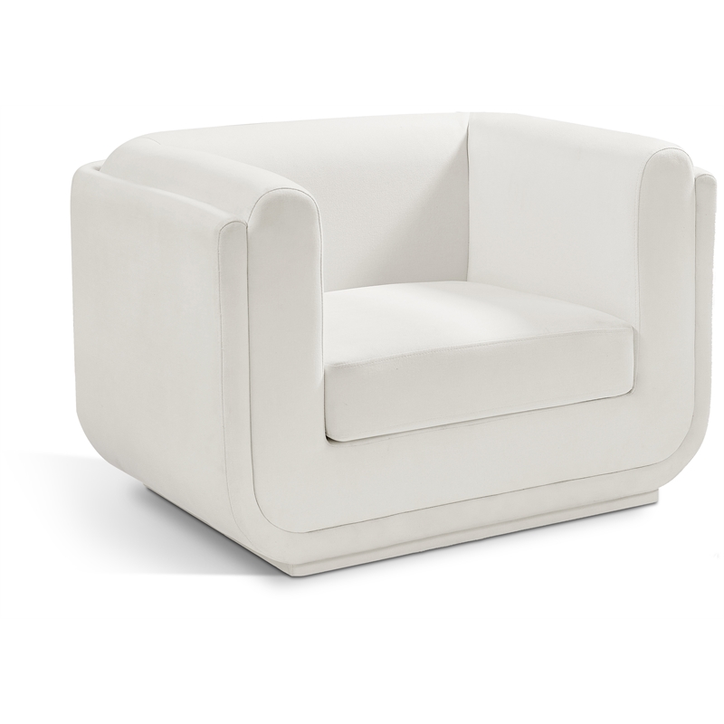 Bowery Hill Contemporary Soft Cream Linen Textured Fabric Chair