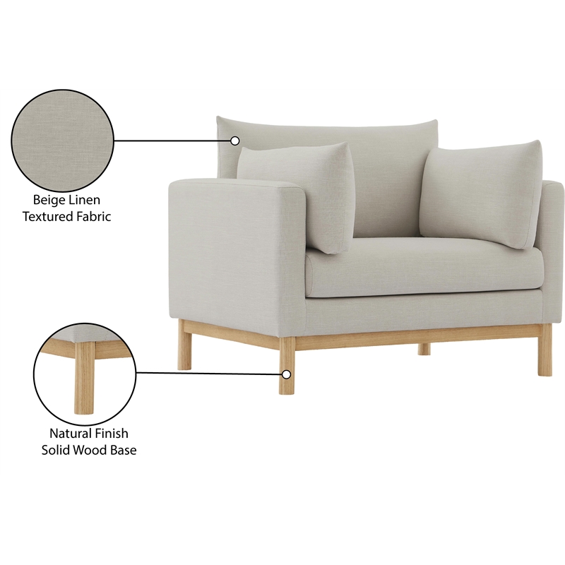 Bowery Hill Mid-Century Modern Beige Linen Textured Fabric Chair