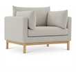 Bowery Hill Mid-Century Modern Beige Linen Textured Fabric Chair
