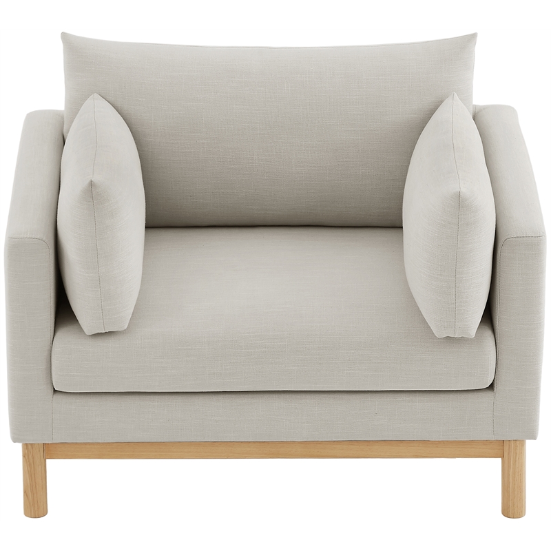 Bowery Hill Mid-Century Modern Beige Linen Textured Fabric Chair