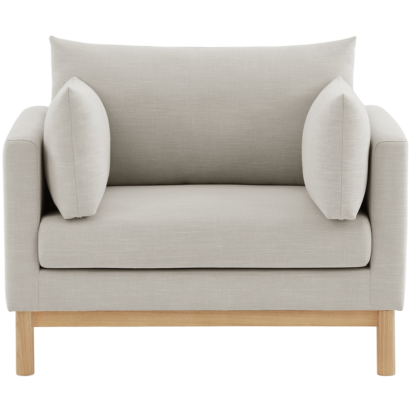 Bowery Hill Mid-Century Modern Beige Linen Textured Fabric Chair