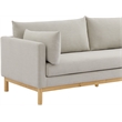 Bowery Hill Mid-Century Modern Beige Linen Textured Fabric Sofa
