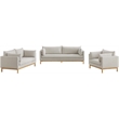 Bowery Hill Mid-Century Modern Beige Linen Textured Fabric Sofa