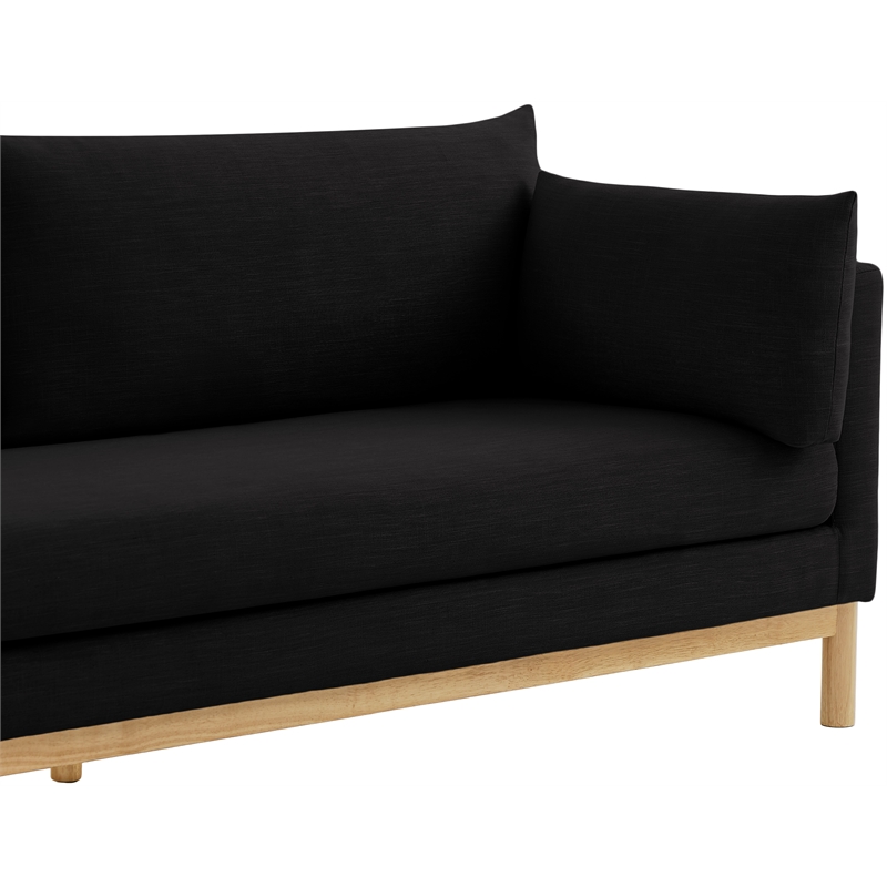 Bowery Hill Mid-Century Modern Black Linen Textured Fabric Sofa