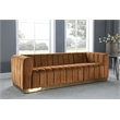 Bowery Hill Contemporary Deep Channel Tufted Soft Saddle Velvet Sofa