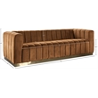 Bowery Hill Contemporary Deep Channel Tufted Soft Saddle Velvet Sofa