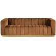 Bowery Hill Contemporary Deep Channel Tufted Soft Saddle Velvet Sofa