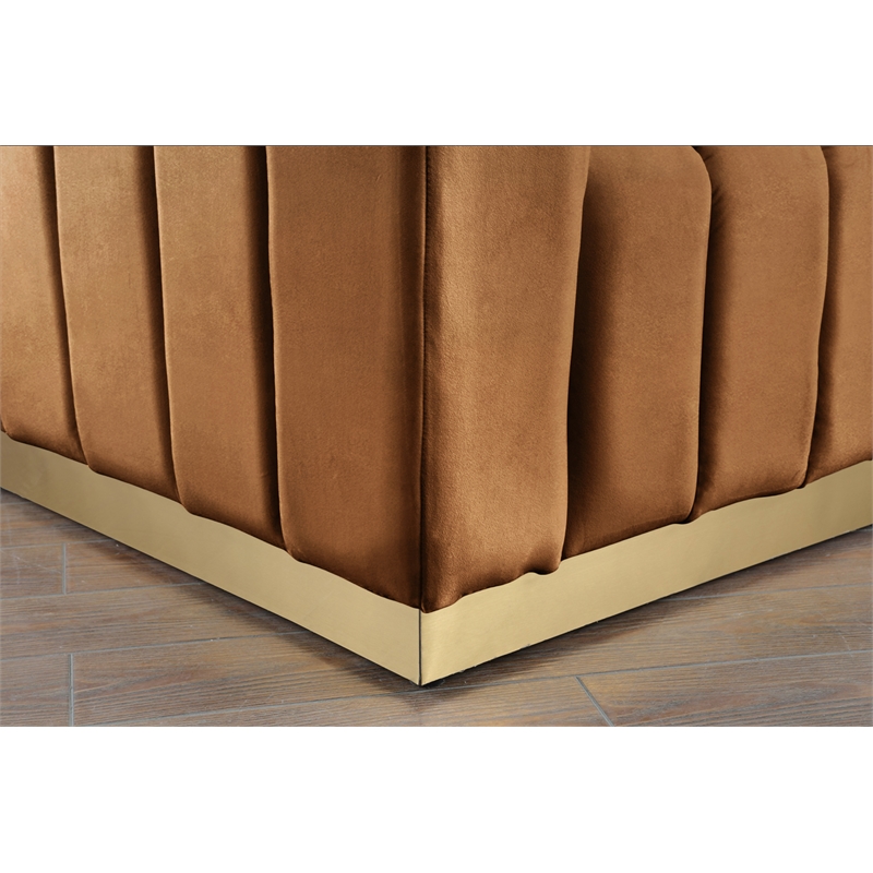 Bowery Hill Contemporary Deep Channel Tufted Soft Saddle Velvet Sofa