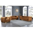 Bowery Hill Contemporary Deep Channel Tufted Soft Saddle Velvet Sofa