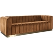Bowery Hill Contemporary Deep Channel Tufted Soft Saddle Velvet Sofa
