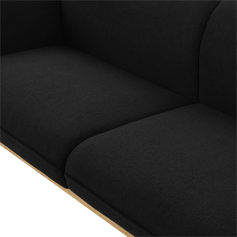 Bowery Hill Mid-Century Modern Rich Black Boucle Fabric Sofa