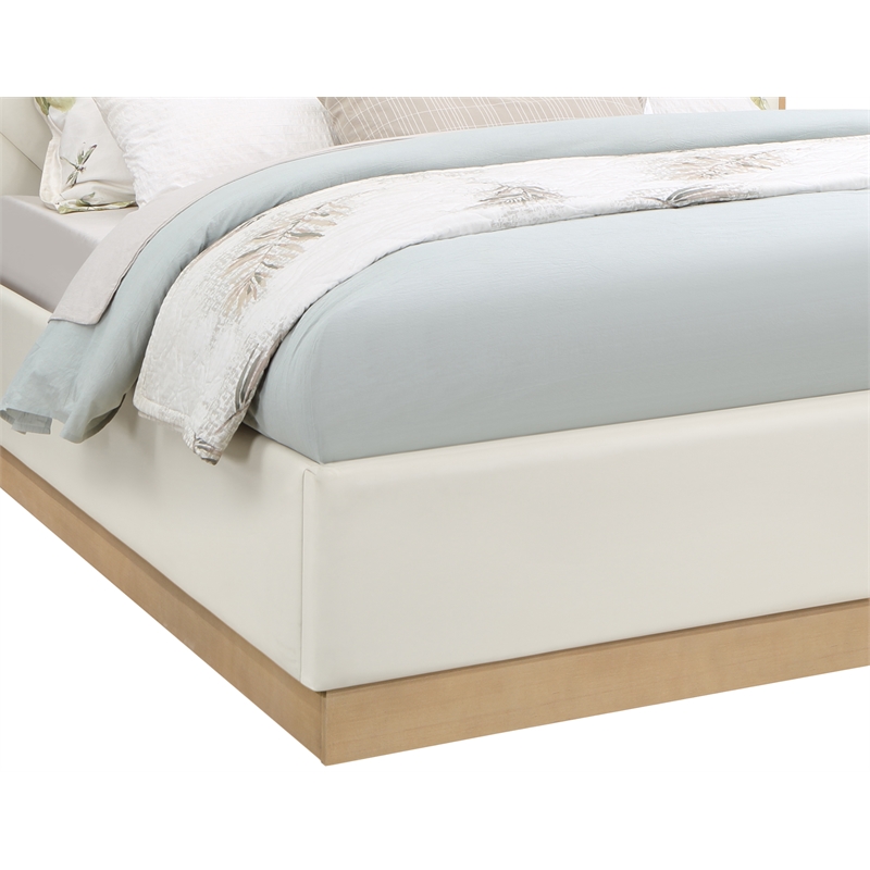 Bowery Hill Contemporary Deep Channel Tufted Soft Cream Vegan Leather King Bed
