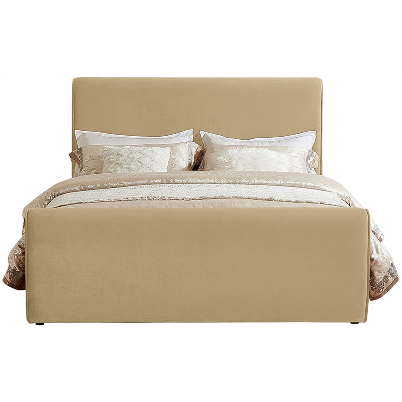 Bowery Hill Contemporary Rich Soft Camel Durable Velvet Full Bed
