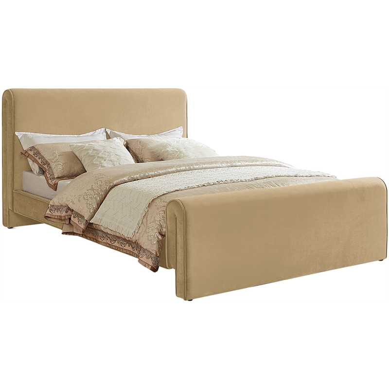 Bowery Hill Contemporary Rich Soft Camel Durable Velvet Full Bed