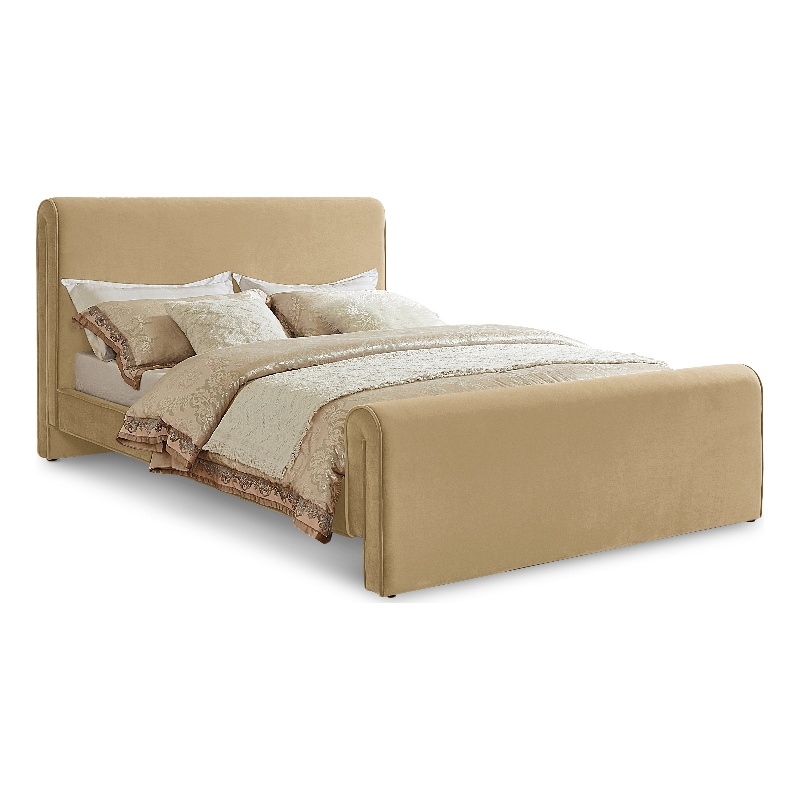 Bowery Hill Contemporary Rich Soft Camel Durable Velvet Full Bed