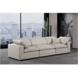 Bowery Hill Upholstered Beige Linen Textured Fabric 3-Piece Modular Sofa
