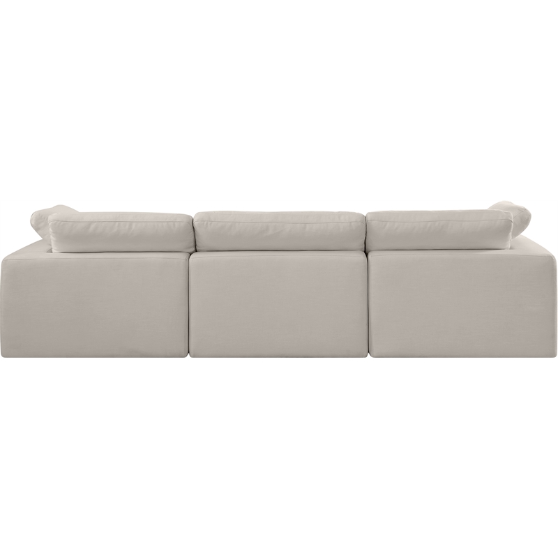 Bowery Hill Upholstered Beige Linen Textured Fabric 3-Piece Modular Sofa