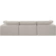 Bowery Hill Upholstered Beige Linen Textured Fabric 3-Piece Modular Sofa