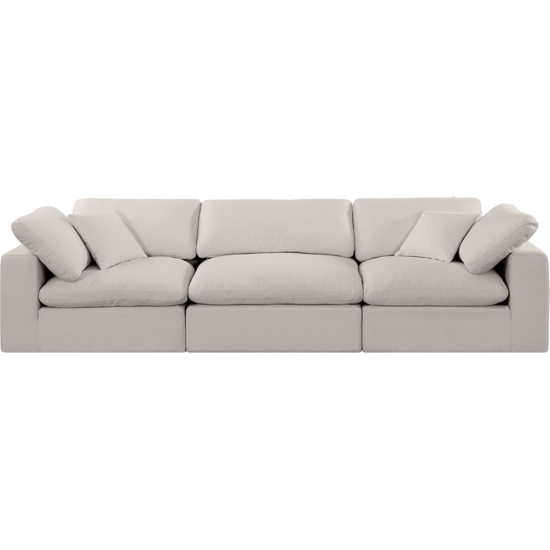 Bowery Hill Upholstered Beige Linen Textured Fabric 3-Piece Modular Sofa