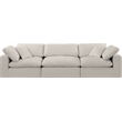 Bowery Hill Upholstered Beige Linen Textured Fabric 3-Piece Modular Sofa