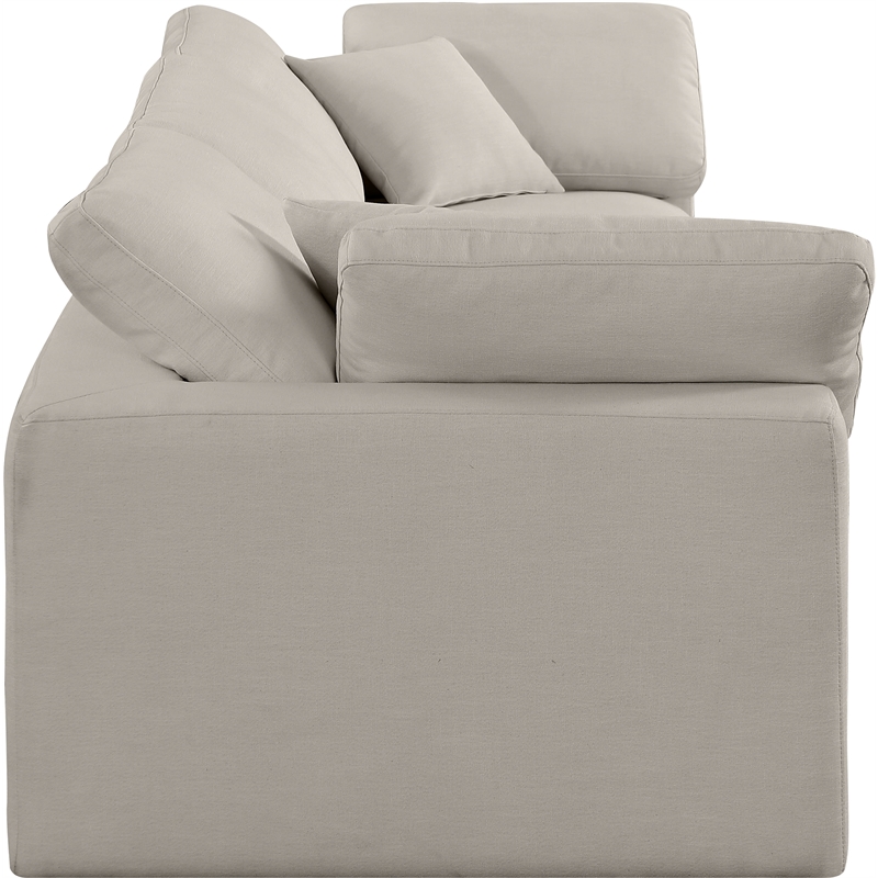 Bowery Hill Upholstered Beige Linen Textured Fabric 3-Piece Modular Sofa