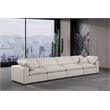 Bowery Hill Upholstered Beige Linen Textured Fabric 4-Piece Modular Sofa