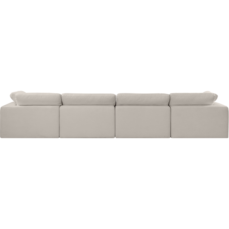 Bowery Hill Upholstered Beige Linen Textured Fabric 4-Piece Modular Sofa