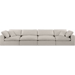 Bowery Hill Upholstered Beige Linen Textured Fabric 4-Piece Modular Sofa