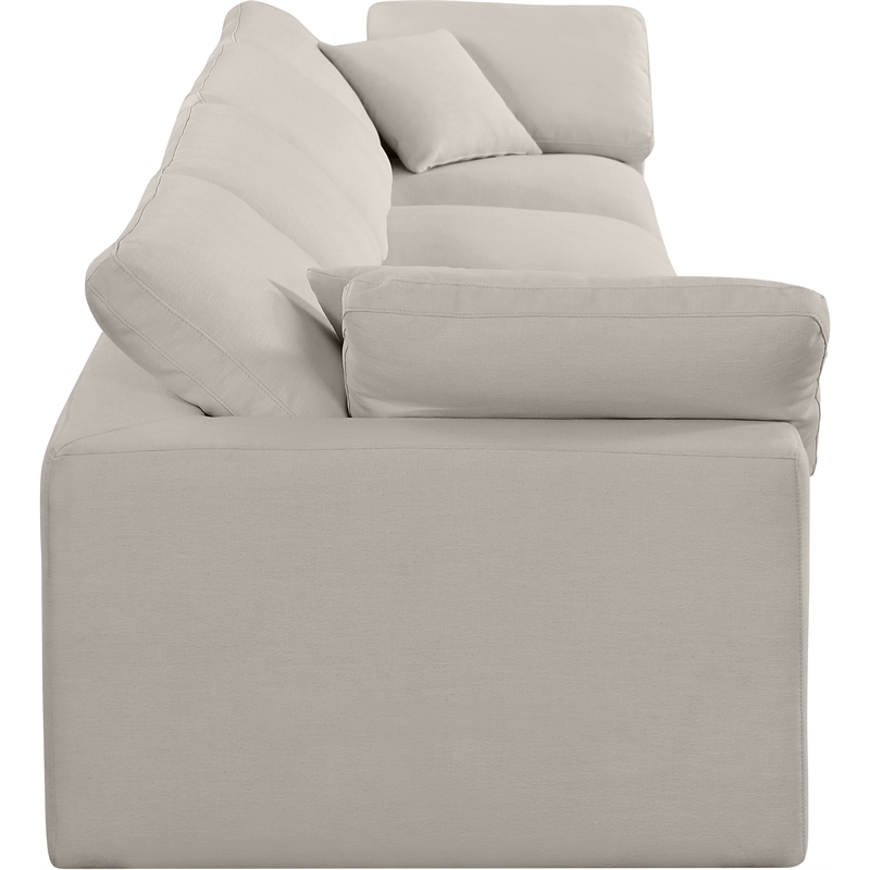 Bowery Hill Upholstered Beige Linen Textured Fabric 4-Piece Modular Sofa