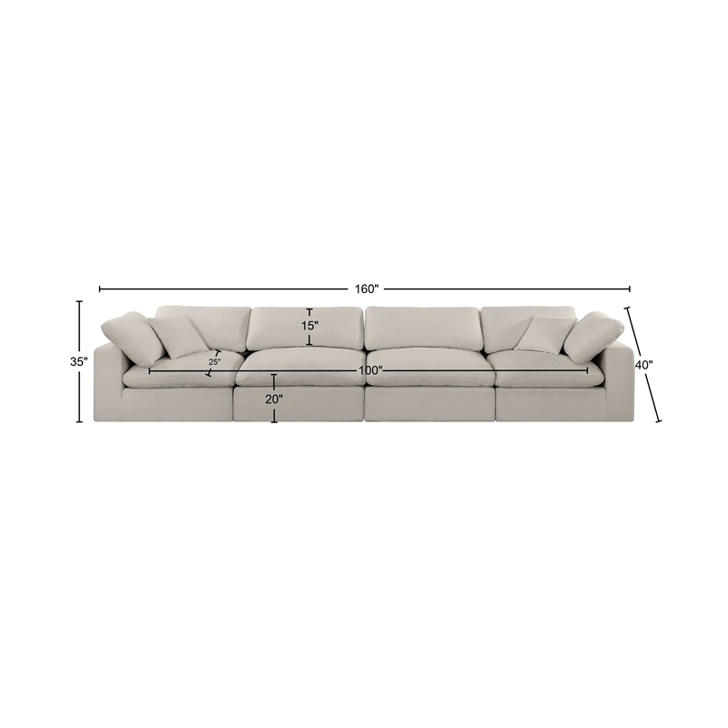 Bowery Hill Upholstered Beige Linen Textured Fabric 4-Piece Modular Sofa