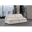 Bowery Hill Upholstered Beige Linen Textured Fabric 2-Piece Modular Sofa