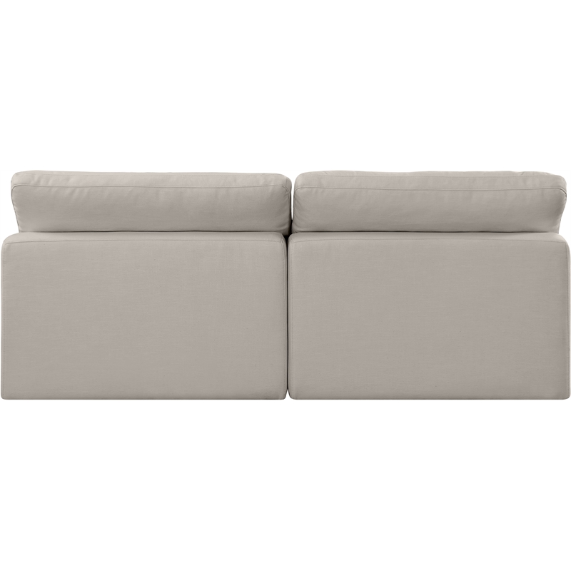 Bowery Hill Upholstered Beige Linen Textured Fabric 2-Piece Modular Sofa