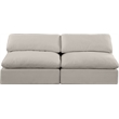 Bowery Hill Upholstered Beige Linen Textured Fabric 2-Piece Modular Sofa