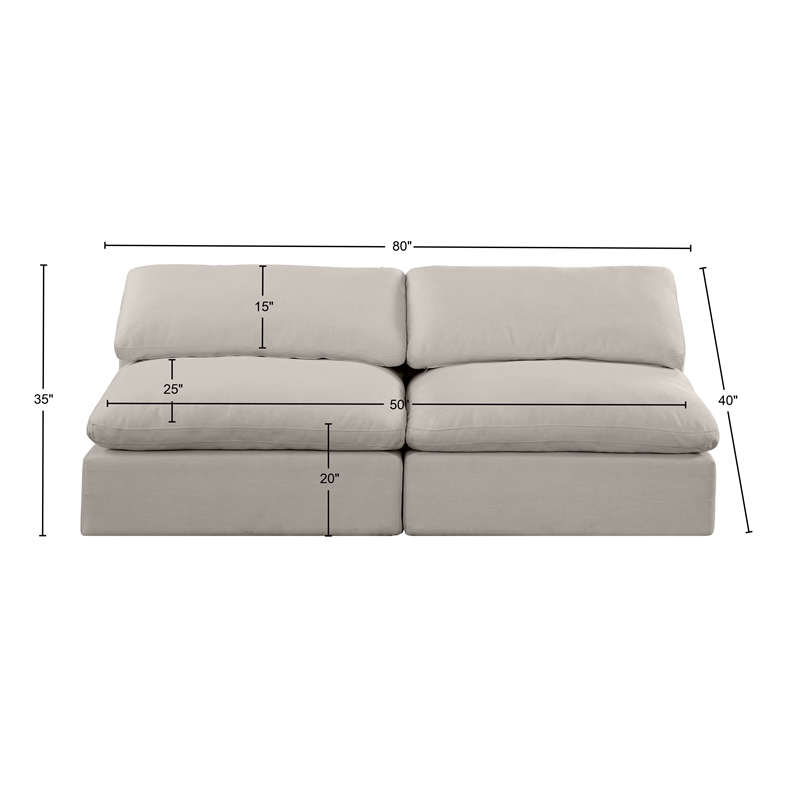 Bowery Hill Upholstered Beige Linen Textured Fabric 2-Piece Modular Sofa
