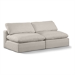 Bowery Hill Upholstered Beige Linen Textured Fabric 2-Piece Modular Sofa