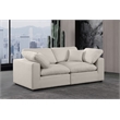 Bowery Hill Upholstered Beige Linen Textured Fabric 2-Piece Modular Sofa