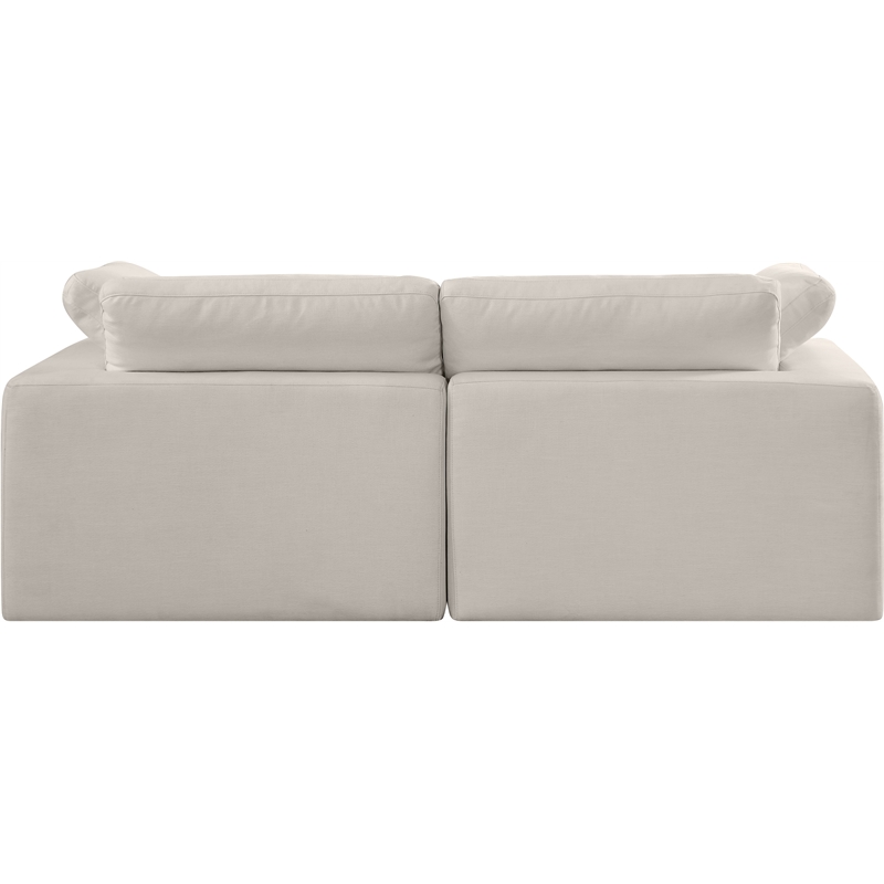 Bowery Hill Upholstered Beige Linen Textured Fabric 2-Piece Modular Sofa