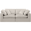 Bowery Hill Upholstered Beige Linen Textured Fabric 2-Piece Modular Sofa