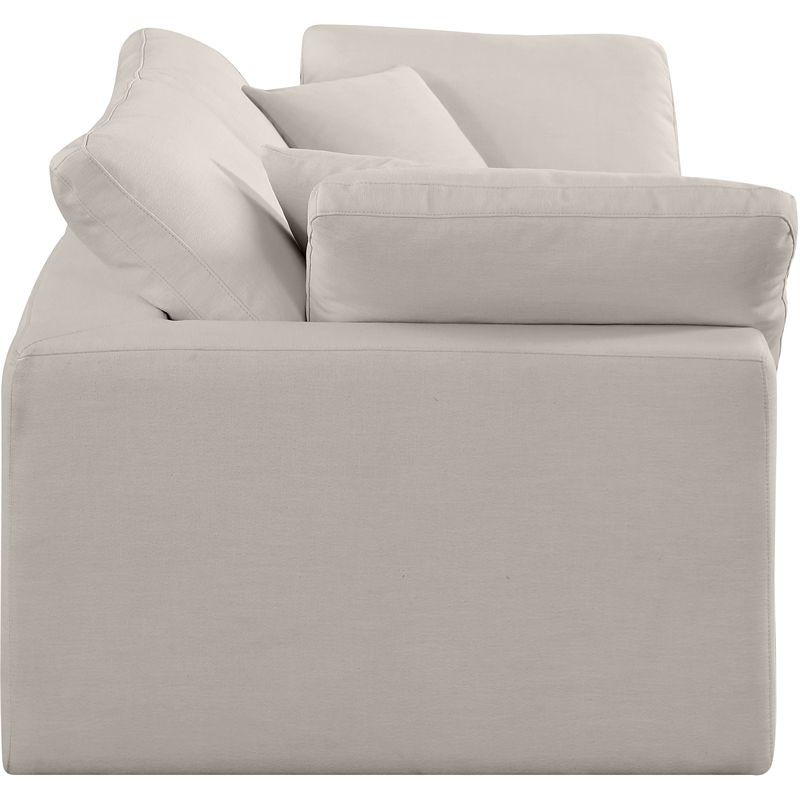 Bowery Hill Upholstered Beige Linen Textured Fabric 2-Piece Modular Sofa