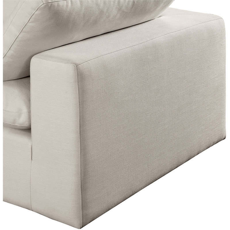 Bowery Hill Upholstered Beige Linen Textured Fabric 2-Piece Modular Sofa