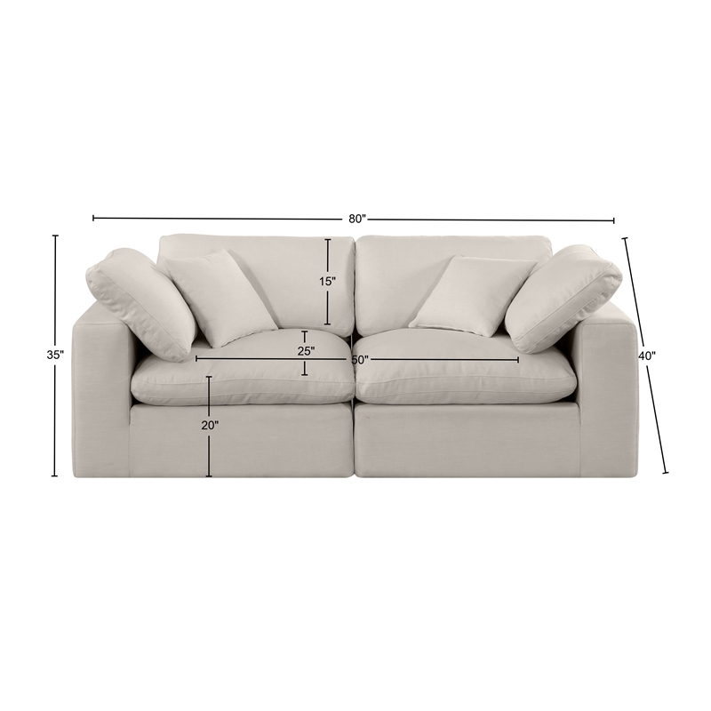 Bowery Hill Upholstered Beige Linen Textured Fabric 2-Piece Modular Sofa