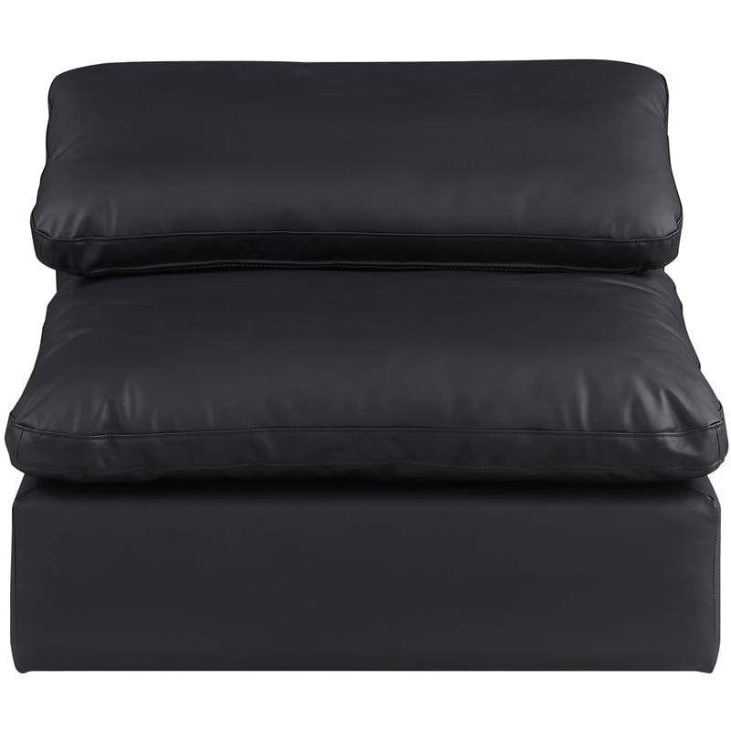 Bowery Hill Contemporary Soft Black Vegan Leather Armless Chair