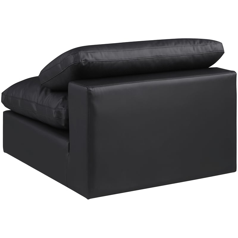 Bowery Hill Contemporary Soft Black Vegan Leather Armless Chair