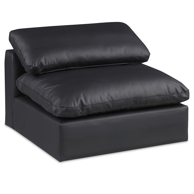 Bowery Hill Contemporary Soft Black Vegan Leather Armless Chair