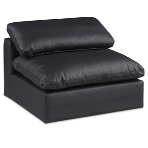 Bowery Hill Contemporary Soft Black Vegan Leather Armless Chair