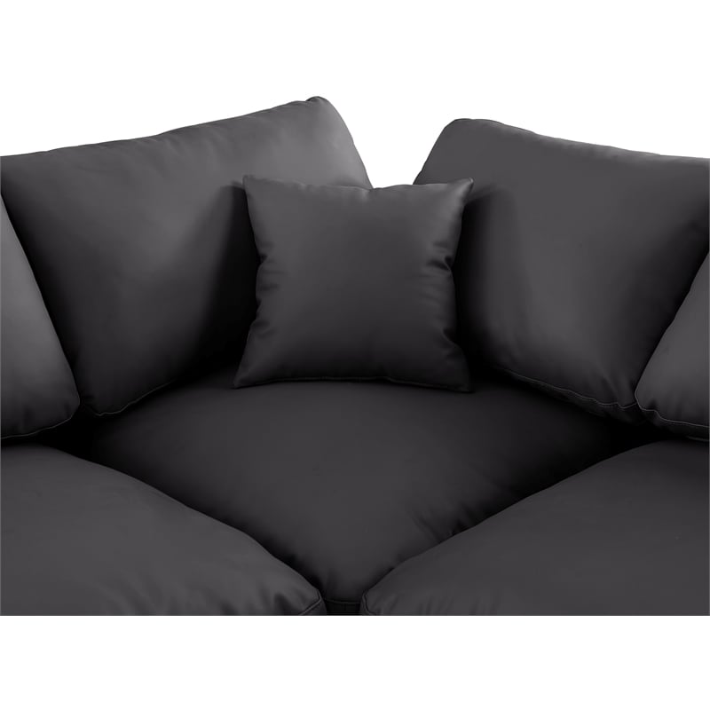 Bowery Hill Contemporary Soft Black Vegan Leather Corner Chair