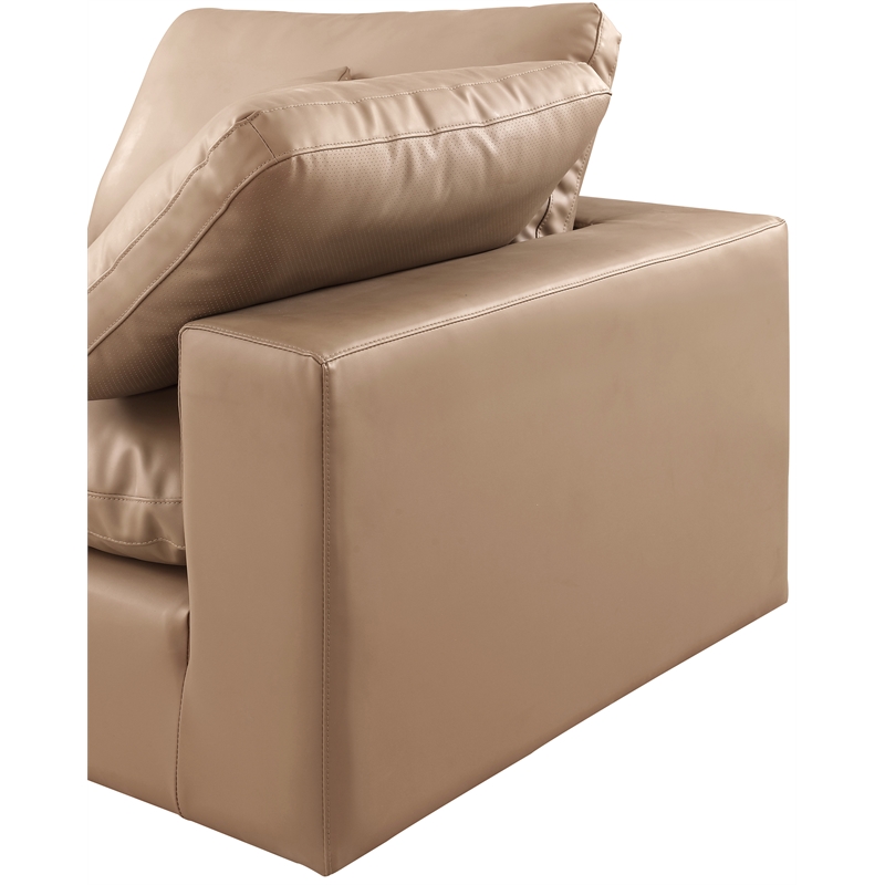 Bowery Hill Contemporary Tan Vegan Leather 3-Piece Modular Sofa