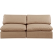 Bowery Hill Contemporary Tan Vegan Leather 2-Piece Modular Sofa