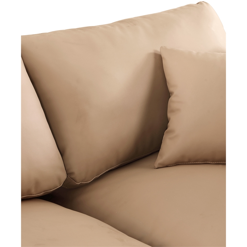 Bowery Hill Contemporary Tan Vegan Leather 2-Piece Modular Sofa